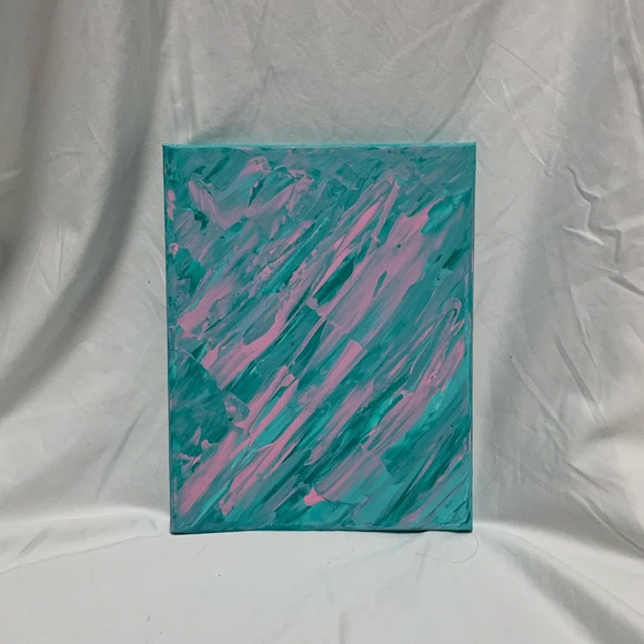 Original 8x10 Painting Pink & Green on Canvas - Picture 5 of 6